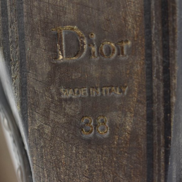 DIOR: Beige, Leather "Snakeskin" Platform Heels - Picture 10 of 10